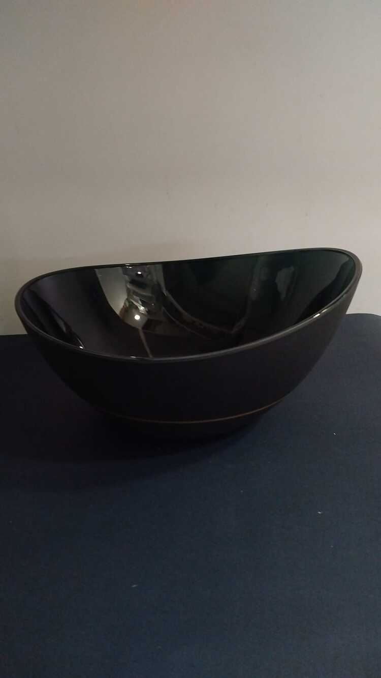 A263734507 Siyah Cam Tabak Alt 13cm Üst 29,5x27,5cm Yükseklik 11cm Çorba Kase 1 Adet