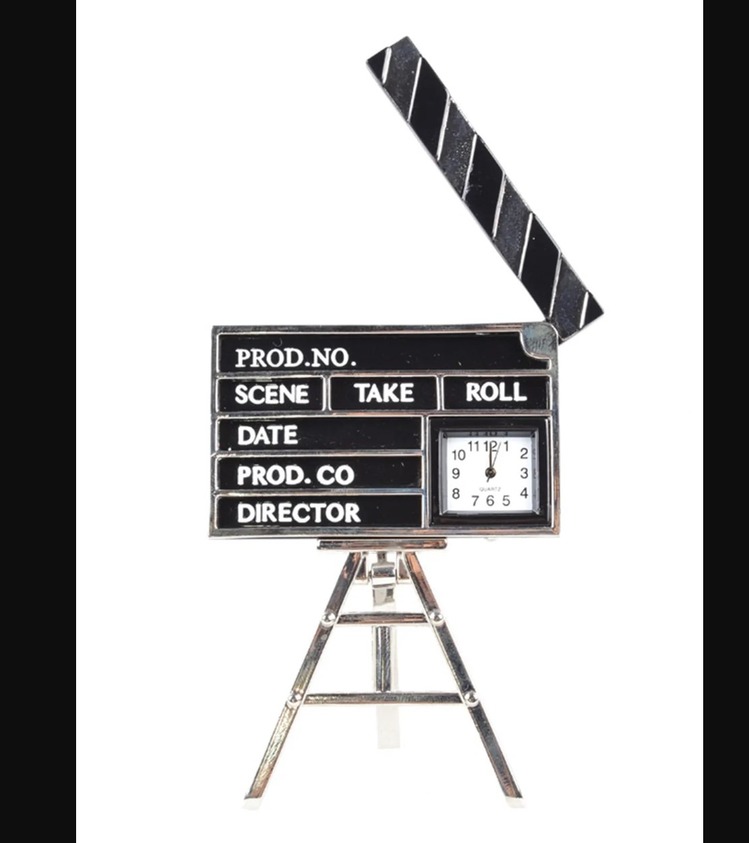 NEK18079110599 Klaket Masaüstü Saat Metal Prod Scene Take Roll Director 1 Adet