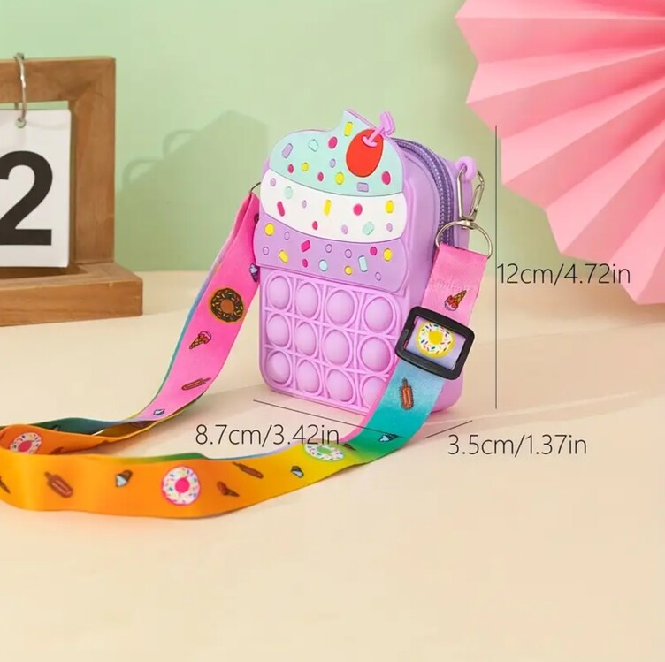 BAF179223 Mor Çapraz Çanta Gençler İçin Sevimli Cupcake 1 Adet