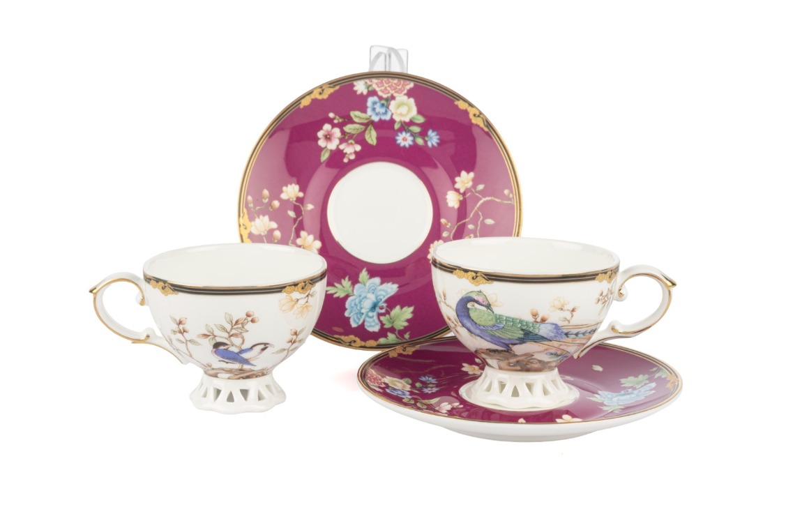 P405.141421 Pluma Bordo 2li Kahve Fincan Takımı 90ml Butik Mutfak