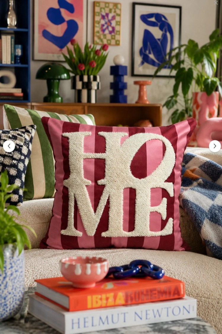 BPNK001 Punch Nakışlı Kırlent Kılıfı - 43*43 Cm - Şeker Pembe Home