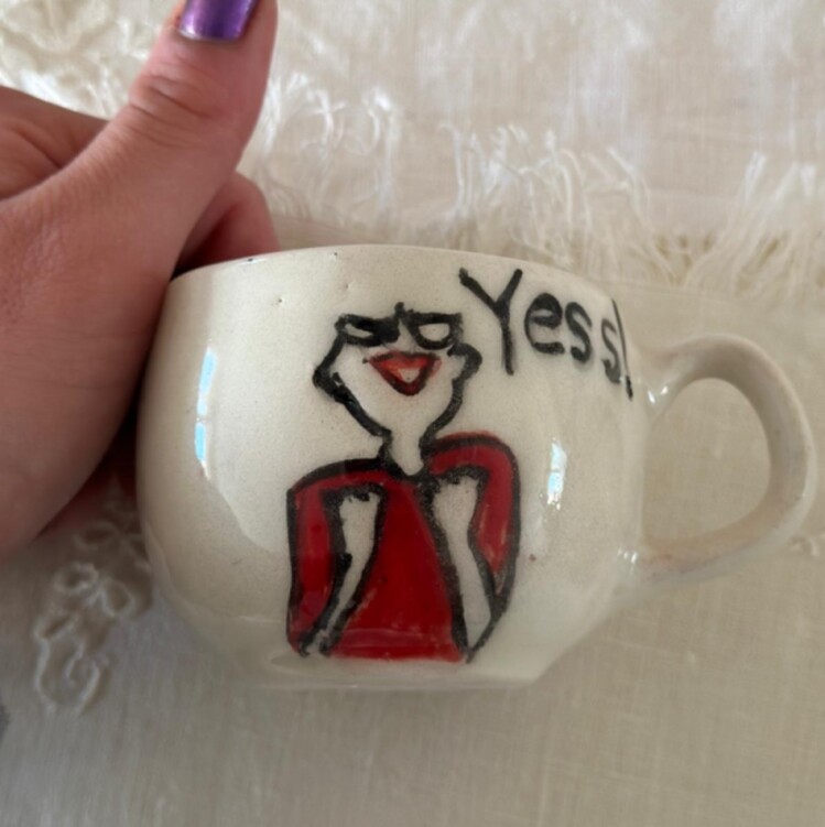 A419521 Küçük Kupa Seramik El Yapım Yükseklik 6cm Genişlik 10cm Yes Karikatür Mug 1 Adet