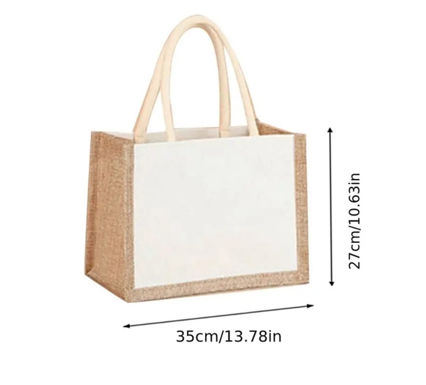 AAQ07772 Jüt Çanta Boş Beyazlatılmamış Büyük 35x27x15cm Yeniden Kullanılabilir 1 Adet