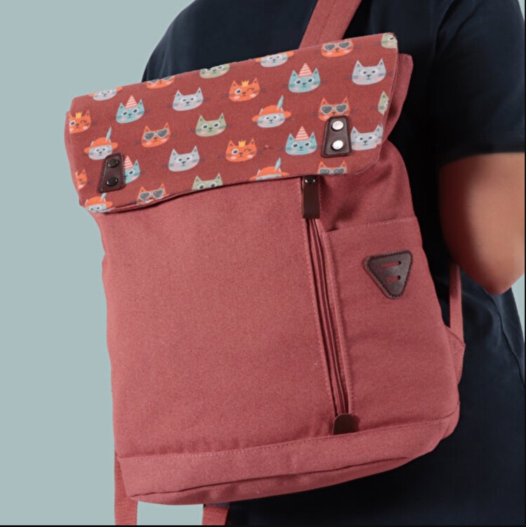 BGD8681126436168 Design Cats Vintage Laptop Sırt Çanta Pembe 1 Adet