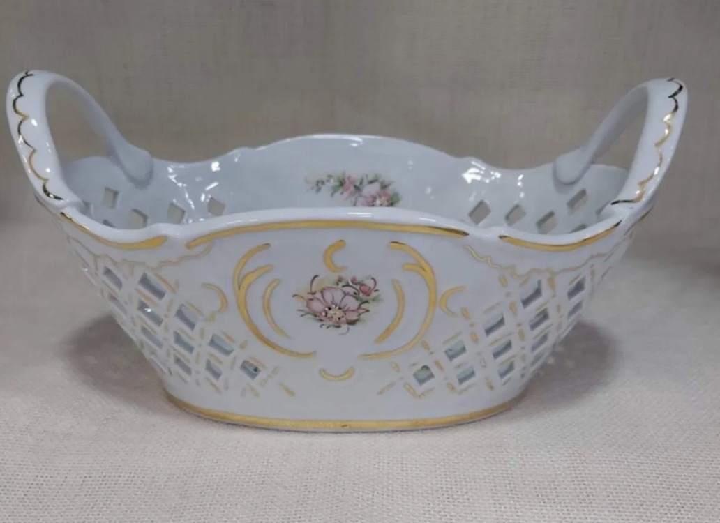 altınroment Romen El Yapımı Porselen Beyaz Renk Şekerlik  21x13cm, Yükseklik 8