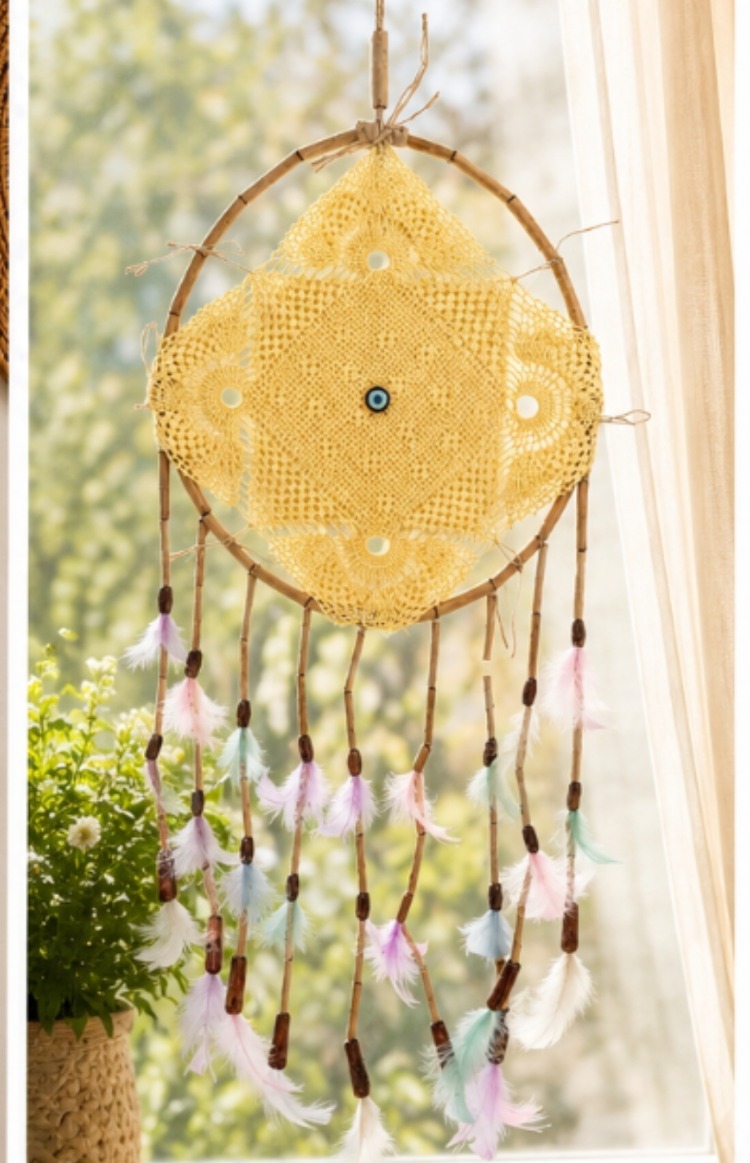 DREAMSARI ÇAP 25 CM dream catcher sarı 1 adet