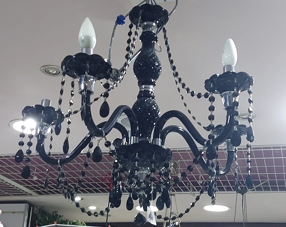 A000184VAX Design Siyah Taşlı Kristal Cam Avize Ev Dekorasyon Elektrik Aydınlatma Ürün 1 Adet
