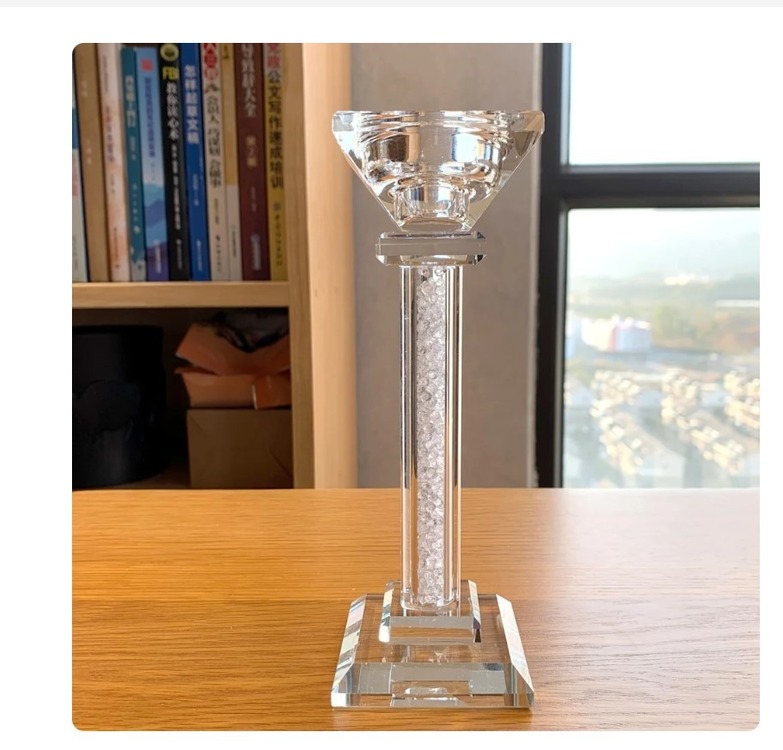HMOC.399870 Şeffaf Taşlı Mumluk 30x9cm Yeni Lüks Kristal Görünümlü Heykelcik 1 Adet 