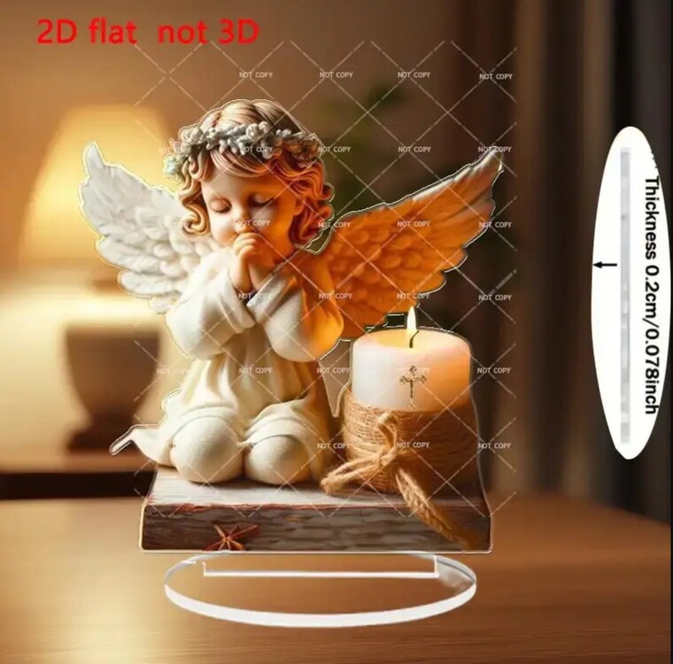 PG6313871 602 2D Düz, Dua Meleği Mum Dekorasyonu - Kapalı Gözler
