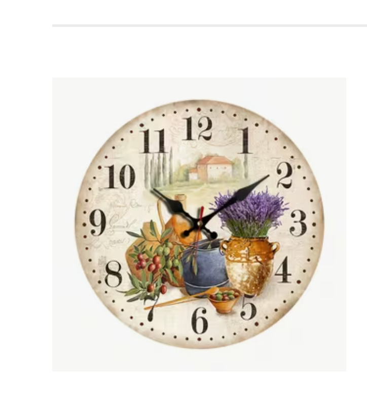 B202128012026 9,8 inç/25 cm  Mor Lavanta Tasarımı ile Modern Rustik Duvar Saati - Sessiz