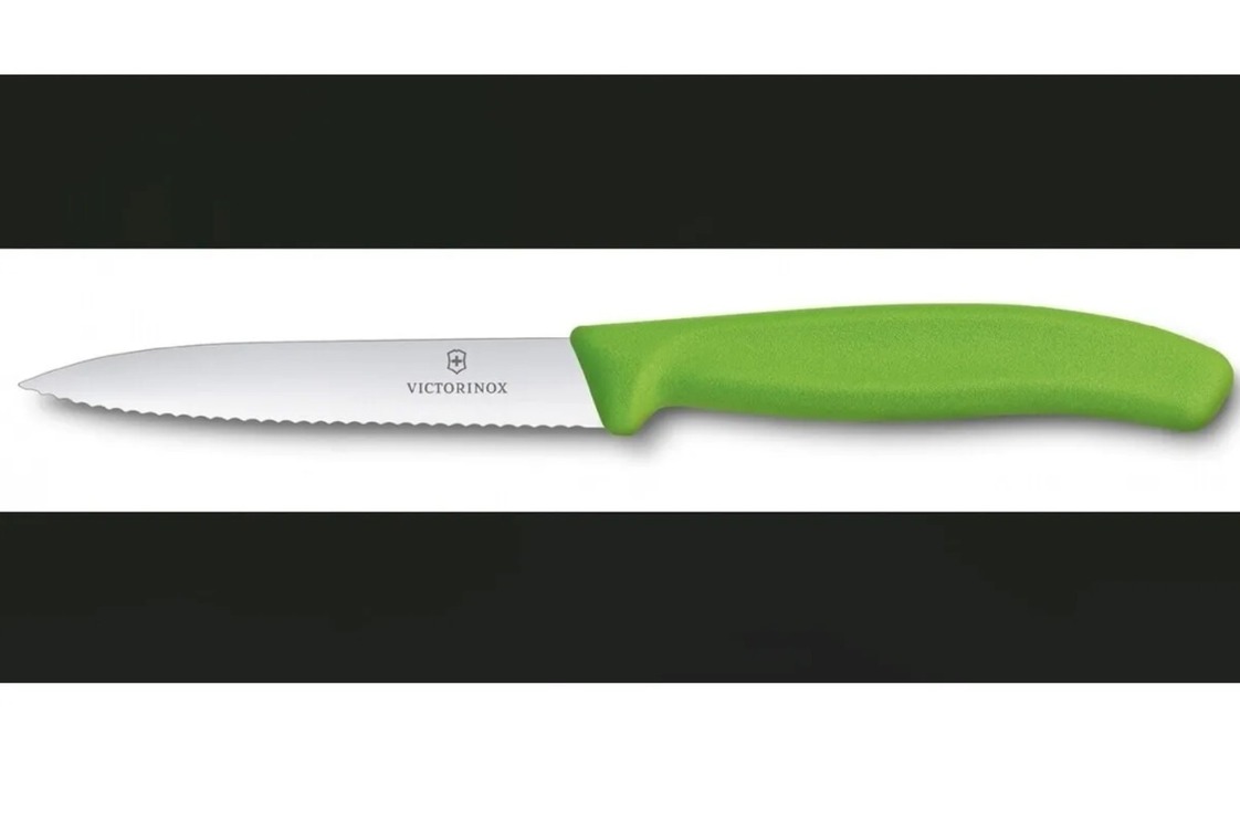 VT 6.7736.L4 Victorinox Mutfak Swissclassic 10cm Tırtıklı Soyma Bıçağı Yeşil 1 Adet