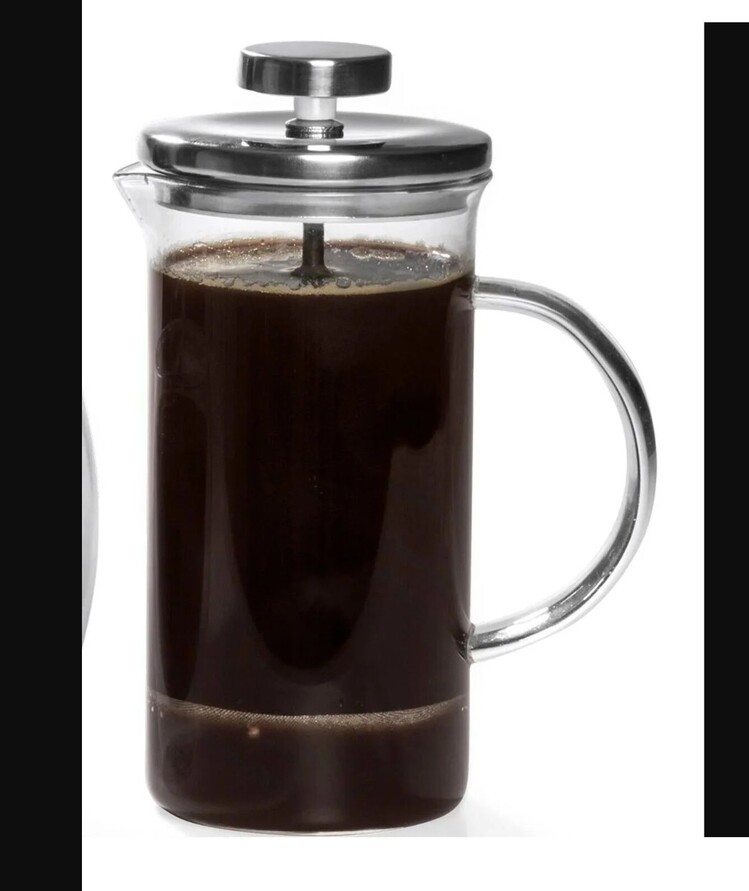 097O6638331 French Press Silver Gümüş Renk 600ml Cam Çay Kahve Demleme Sofra Mutfak Ev Sevgi