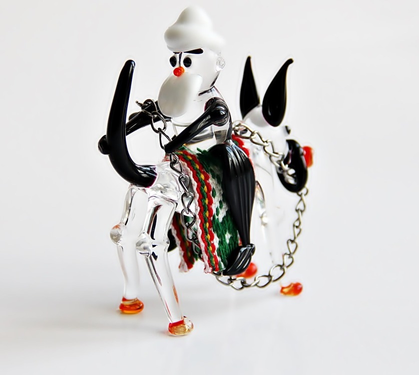 ANASR 10cm Eşeğe Ters Binen Nasreddin Hoca Cam Kumaş Metal El Yapım Zanaat 1 Adet