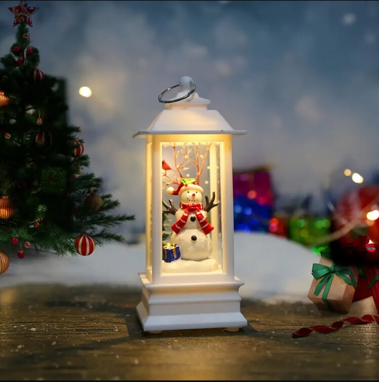 AVA342874 Küçük Kardan Adam / Beyaz Noel Kare Rüzgar Işığı Elektronik Şamdan Lamba