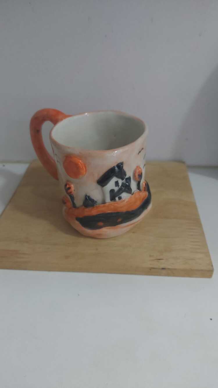 C09059 Özel Kupa Seramik 12x9,5cm Kabartmalı Desenli Mug Çay Kahve Sunum 1 Adet