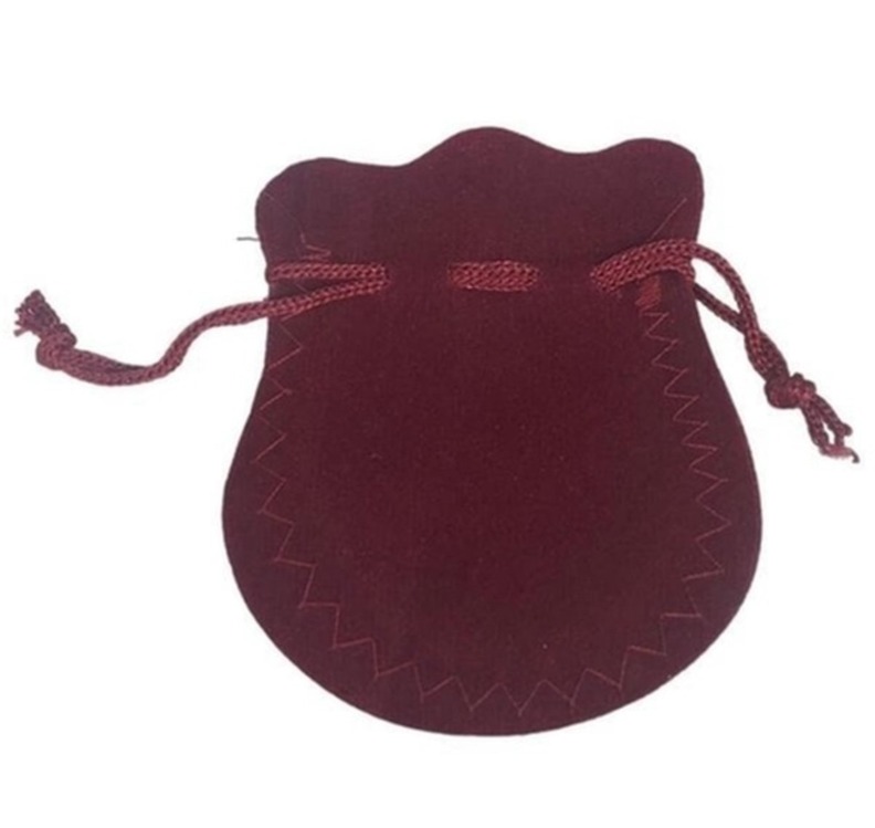 A8816 Bordo Kadife Kese Boy 12x10cm Hıdırellez Takı Altın İçin İpli 1 Adet