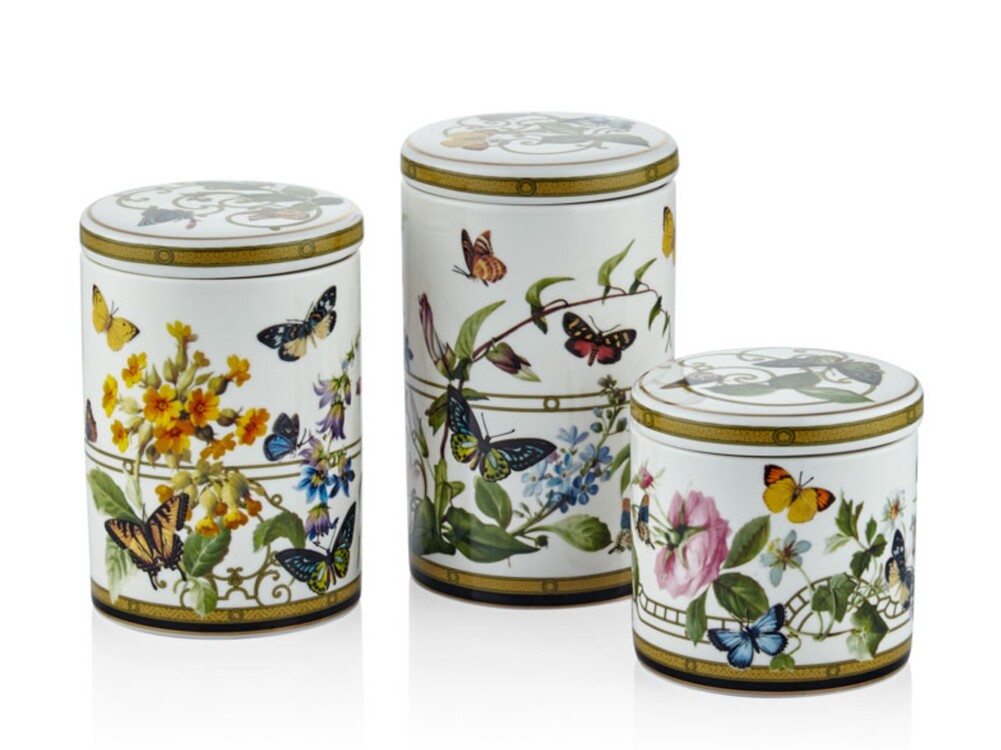 1BSF-1902MG Muse Garden 3'lü Kavanoz Set 16cm 13,8cm 10cm Porselen Vakum