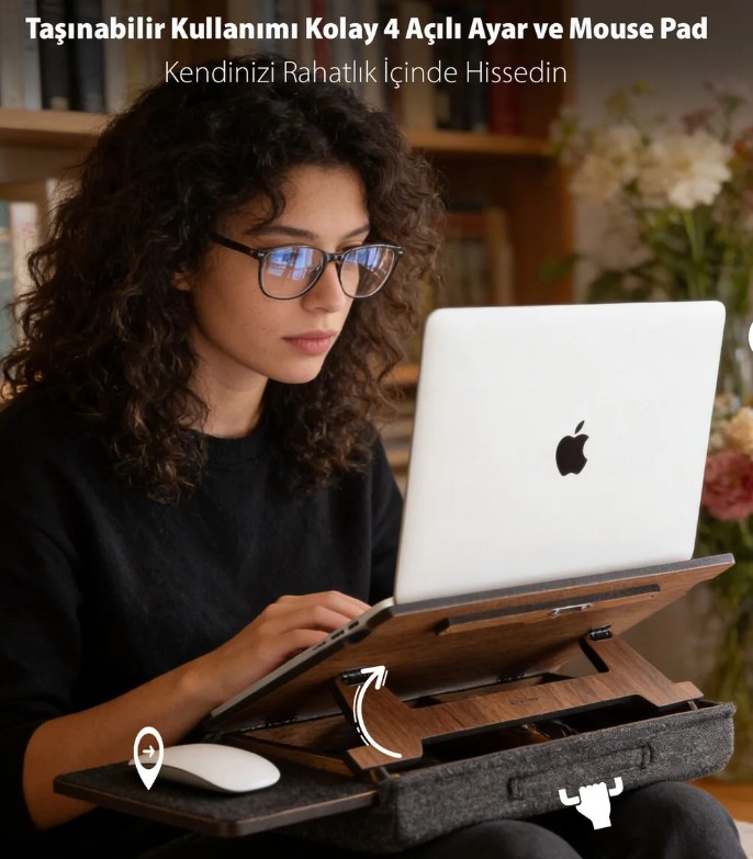 LS056 MİNDERLİ EĞİM AYARLANABİLİR MOUSEPAD LAPTOP SEHPASI çalışma odası