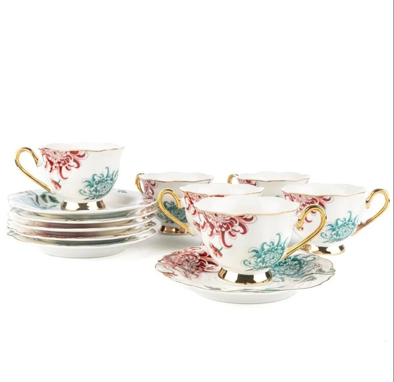 AP038.801542 Fleur Beyaz 2'li Türk Kahve Fincan Set 90cc Mutfak Dekorasyon 4 Parça