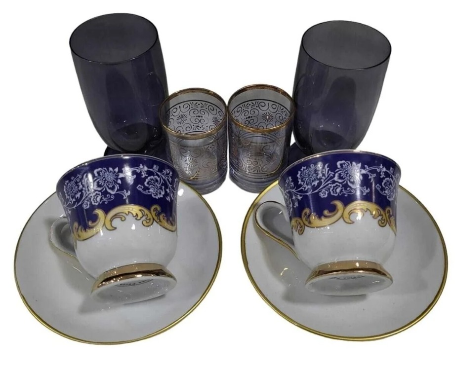 DEFPPKAHVE Danieli Exclusive Fine Porcelain Porselen 2 Kişilik Türk Kahve Fincan Set Su Likör