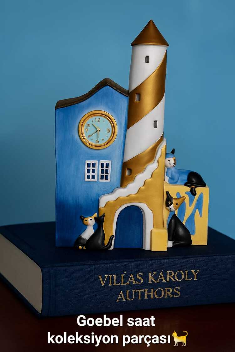 3141140388-234-8740 Rosina Wachtmeister tarafından Clock Faro Giallo Cat House Goebel