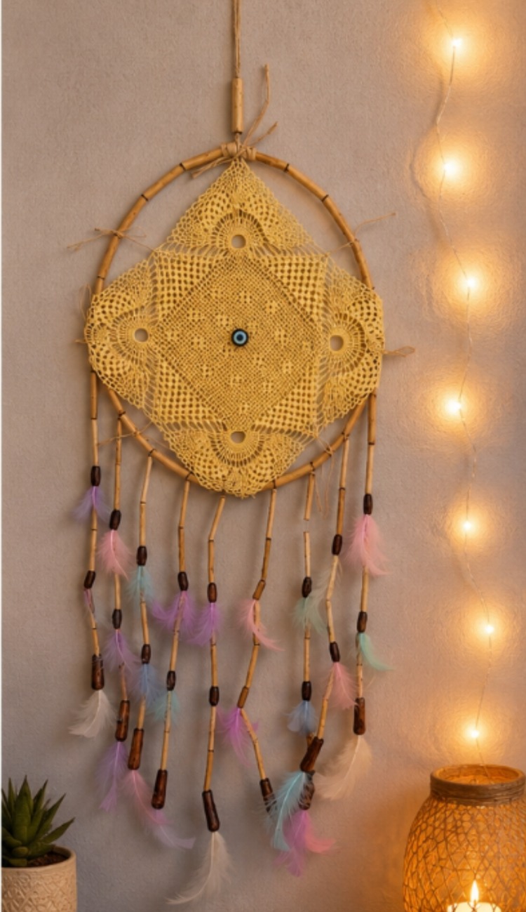 DREAMSARI ÇAP 25 CM dream catcher sarı 1 adet