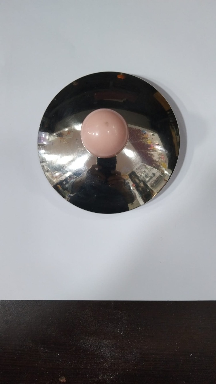 C388364 Çaydanlık Demlik İçin Pembe Plastik Tutmaçlı Metal Gümüş Renk 1 Adet 10cm Kapak