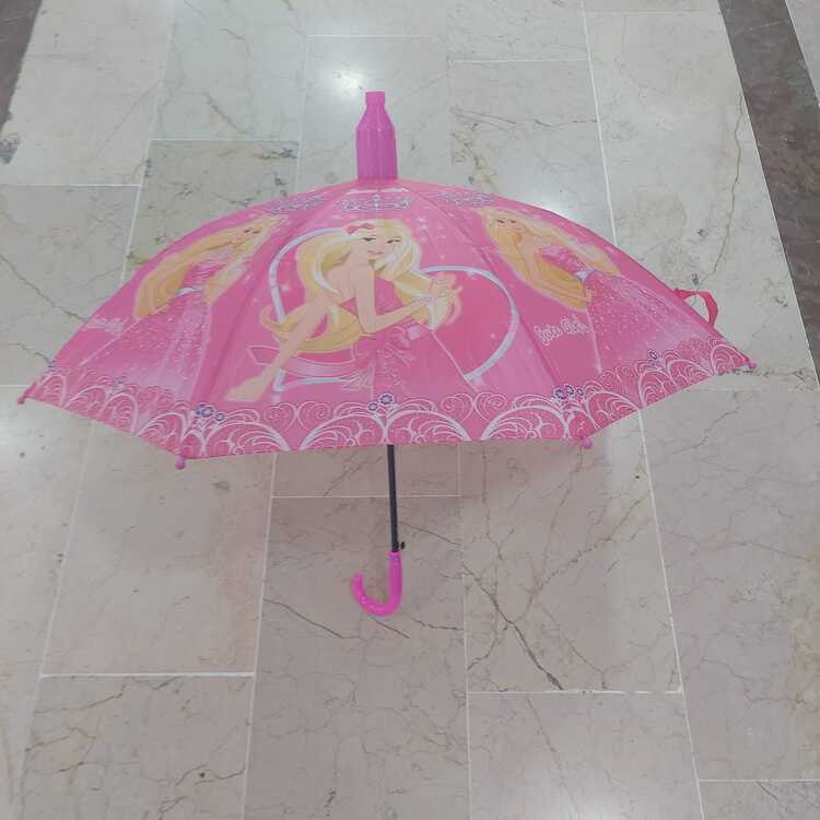 709616 Bardaklı Korumalı Kız Çocuk Pembe Baskılı Şemsiye Moda Aksesuar 1 Adet