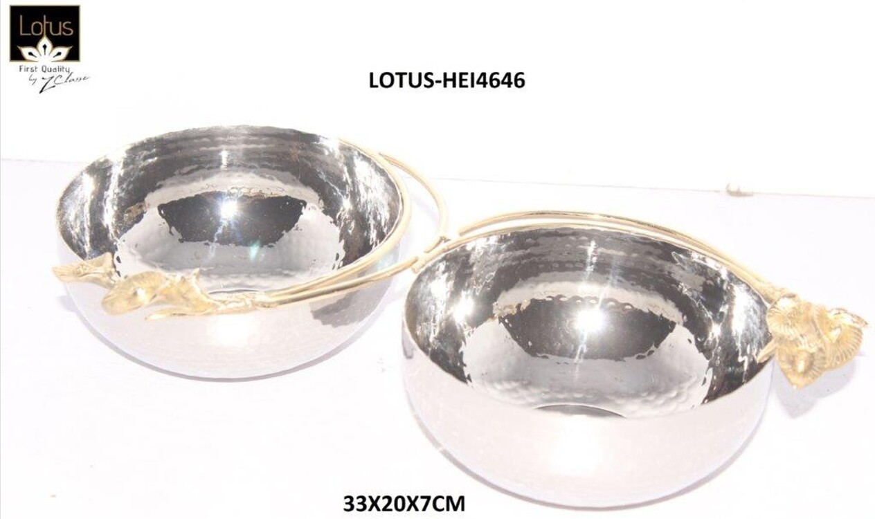 LOTUS-HEI4646 Çelik Pirinç Aksesuarlı İkili Çerezlik First Quality 33x20x7cm 1 Adet