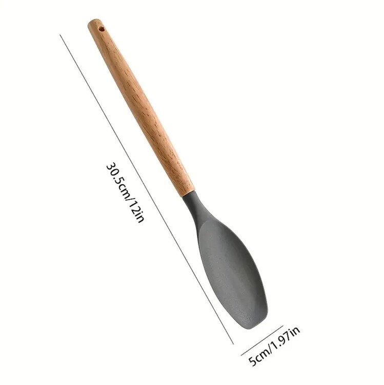 TR2846400 Beyaz 2 adet Fitma Silikon Spatula Ahşap Saplı - Pişirme