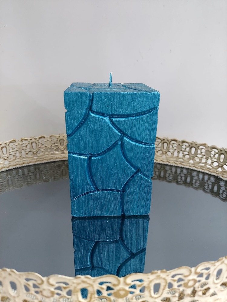 TQQZV Yükseklik 12cm Genişlik 8x8cm Gerçek Kare Mum Fitilli Desenli 1 Adet