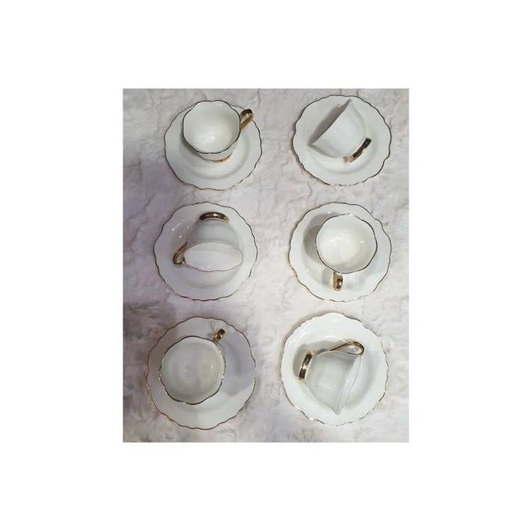 KREM2LIKAHVEZ Krem 2'li Kahve Fincan Seti Zara Krem Bone China 4 Parça Yuvarlak