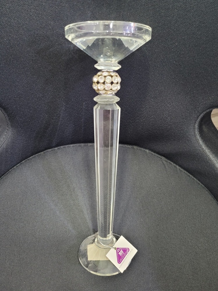 HMOC.399870 Şeffaf Taşlı Mumluk 30x9cm Yeni Lüks Kristal Görünümlü Heykelcik 1 Adet 