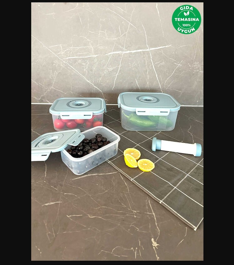 M-SKS01-16-02 Seoul Taze Ürün Saklama Kabı 4'lü Set (0,6lt + 1,3lt + 2,5lt + Pompa)