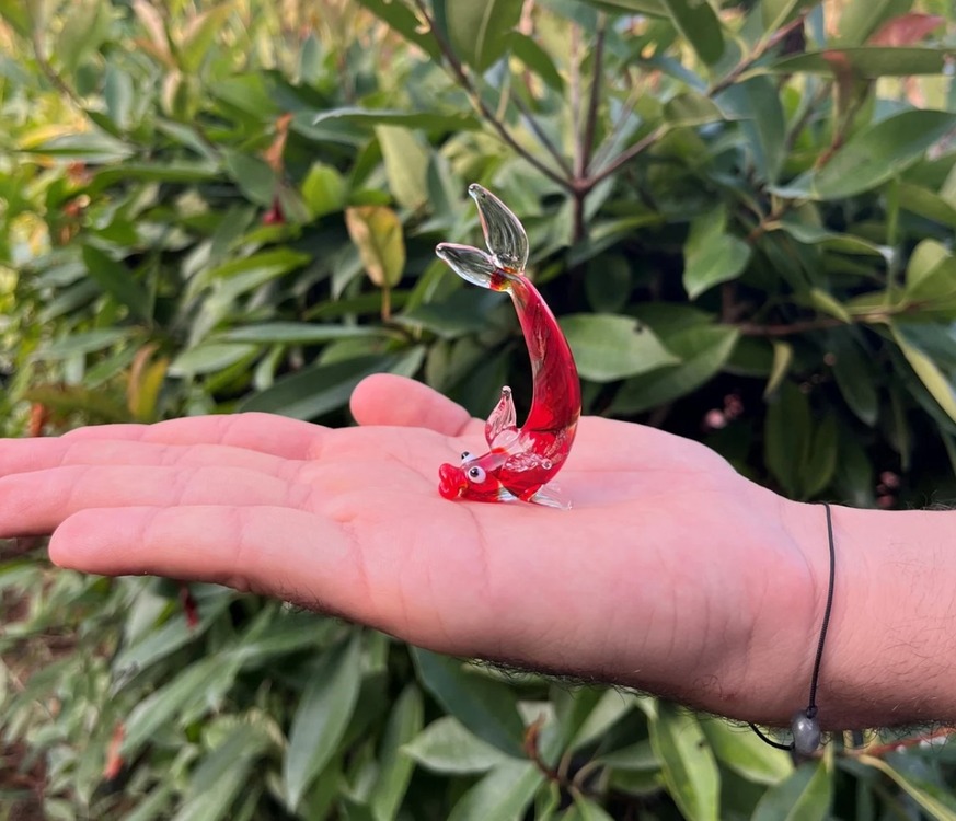 A9147929 Cam Balık Heykelcik Süs Mix El Yapım Zanaat 7cm Üfleme Cam 1 Adet