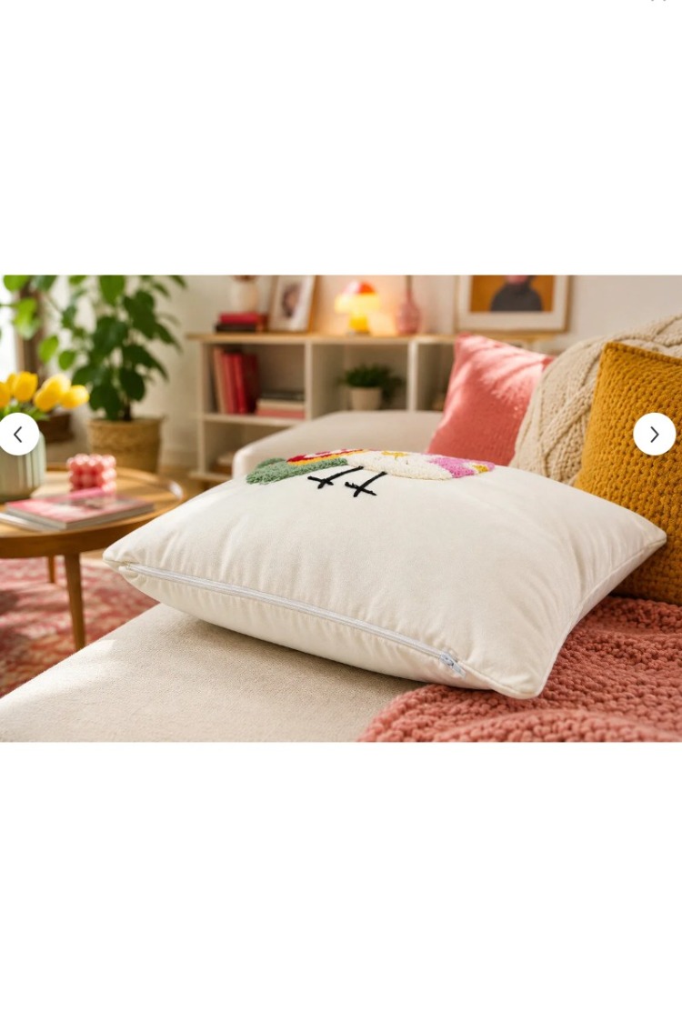 CPNK001 Punch Nakışlı Kırlent Kılıfı - 43*43 Cm - Kuş - EV MOBİLYA DEKORASYON