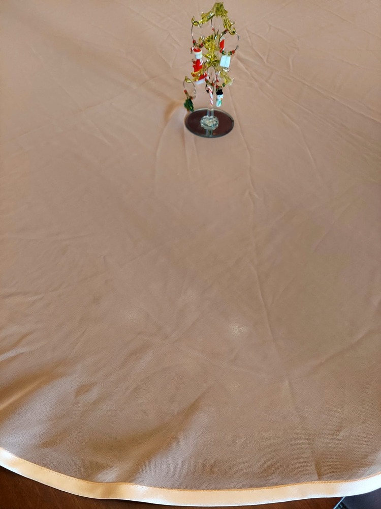 A714160 Şifon Kumaş Yuvarlak Örtü Somon Renk 145cm Çap Yuvarlak Ev Tekstil 1 Adet