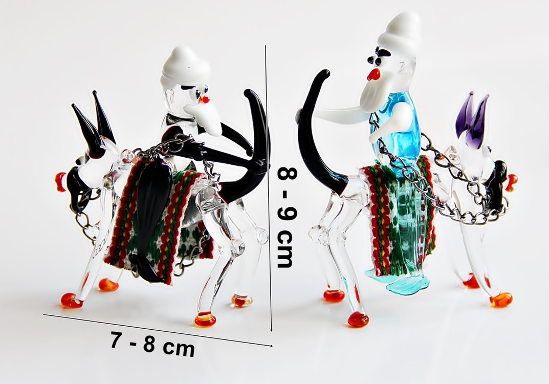 ANASR 10cm Eşeğe Ters Binen Nasreddin Hoca Cam Kumaş Metal El Yapım Zanaat 1 Adet