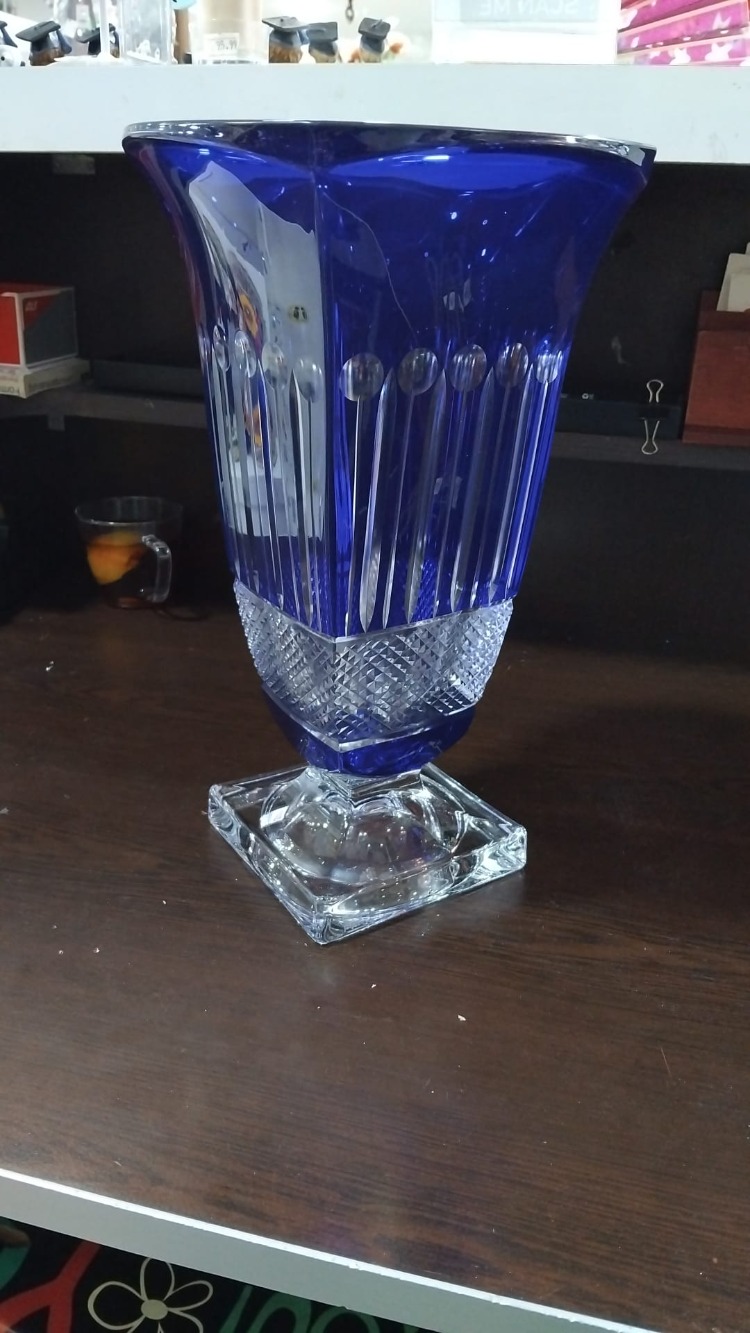 1836183115042026 kristal vazo h.33 cm Çap 20 cm Lacivert