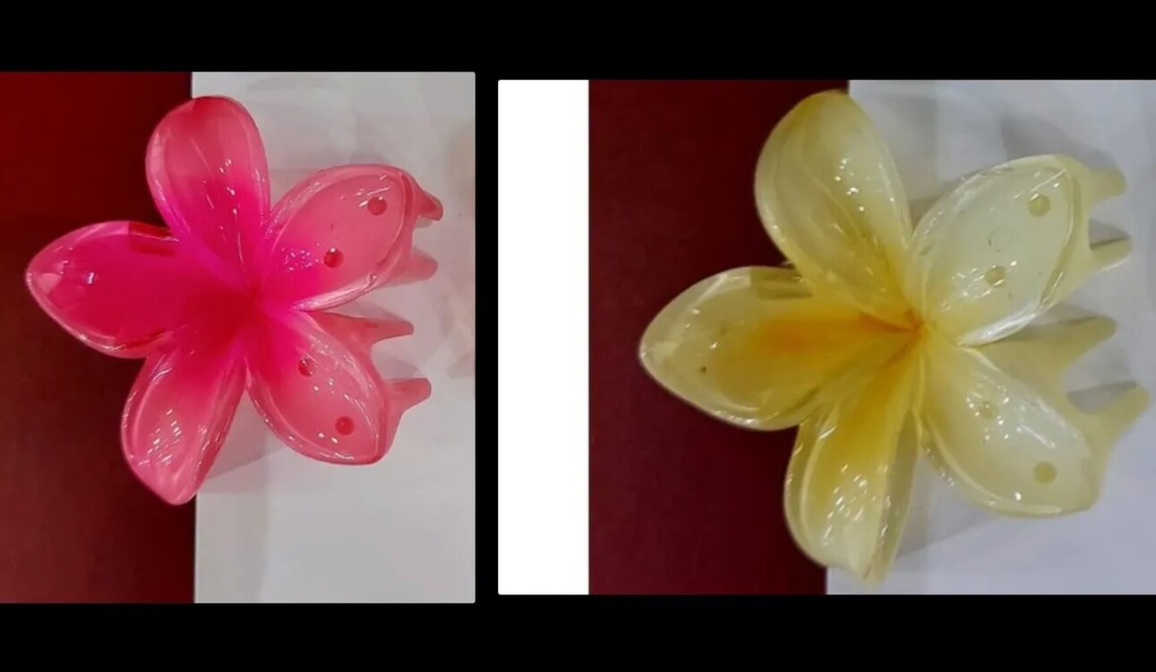 IKIZ11647508  Lotus Toka 4cm Küçük Boy Metal Sert Plastik 1. Sınıf Malzeme 2'li Fuşya Sarı 
