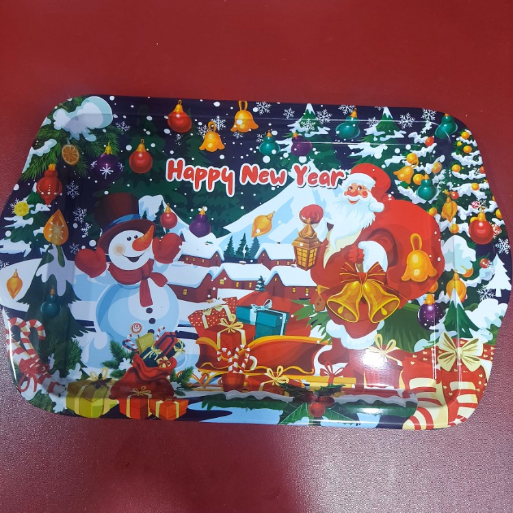 C1320E975321099 Küçük Yılbaşı Temalı Özel Tasarımlı Metal Servis Tepsi Christmas Ev Sofra