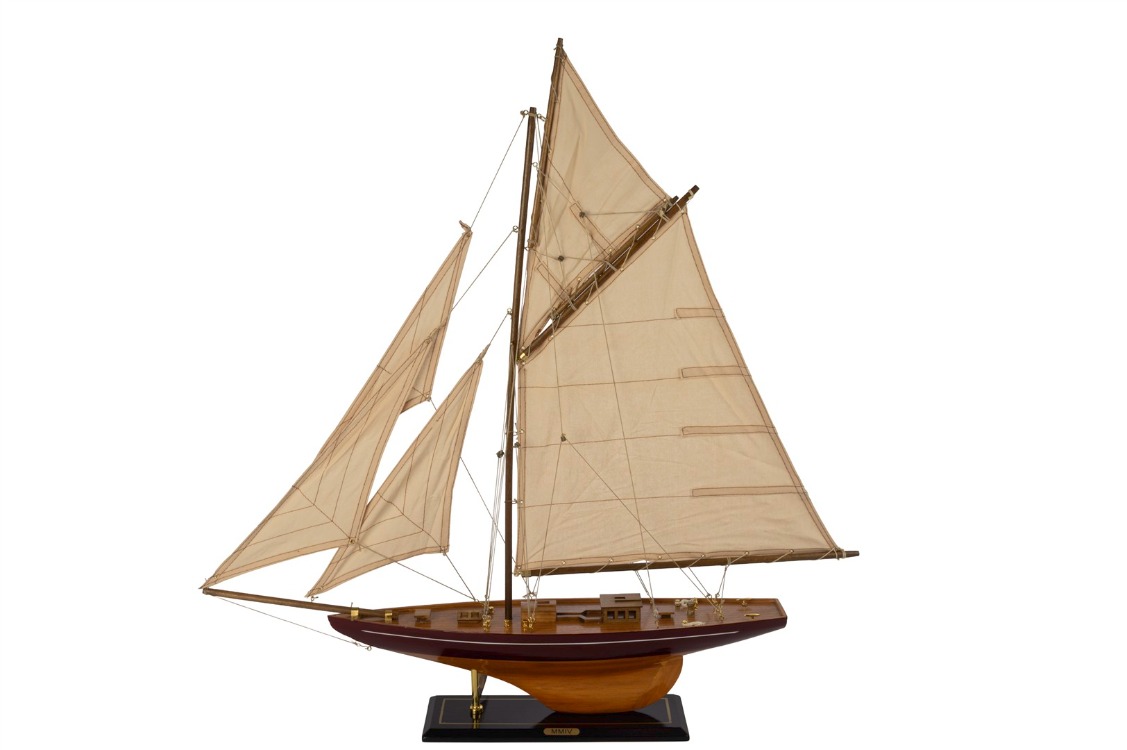 P402.133587 Kahverengi Ahşap Krem Yelkenli Dek Obje 74x11x77cm Dekorasyon > Dekoratif Ürün