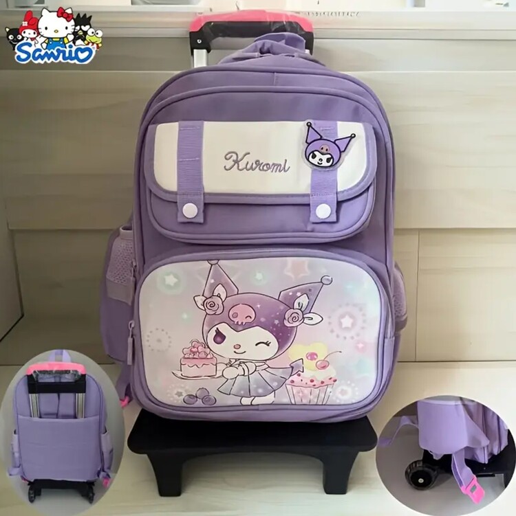 VW5631022 Mor Sanrio okul sezonu hediyesi şirin Kulomi baskılı sağlam ve dayanıklı omuz