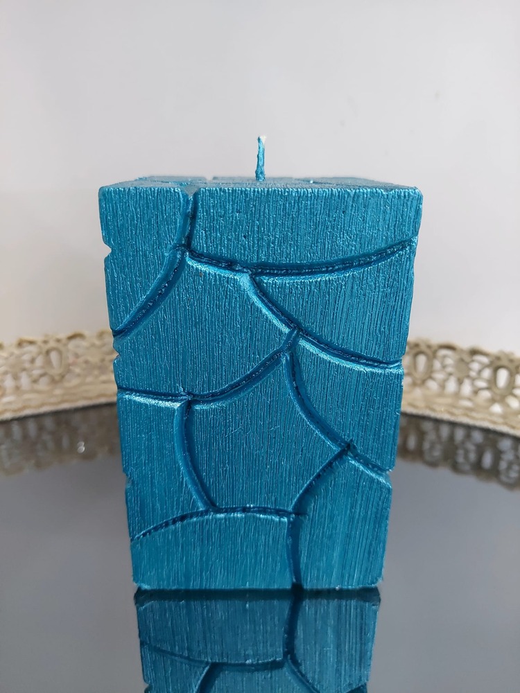 TQQZV Yükseklik 12cm Genişlik 8x8cm Gerçek Kare Mum Fitilli Desenli 1 Adet