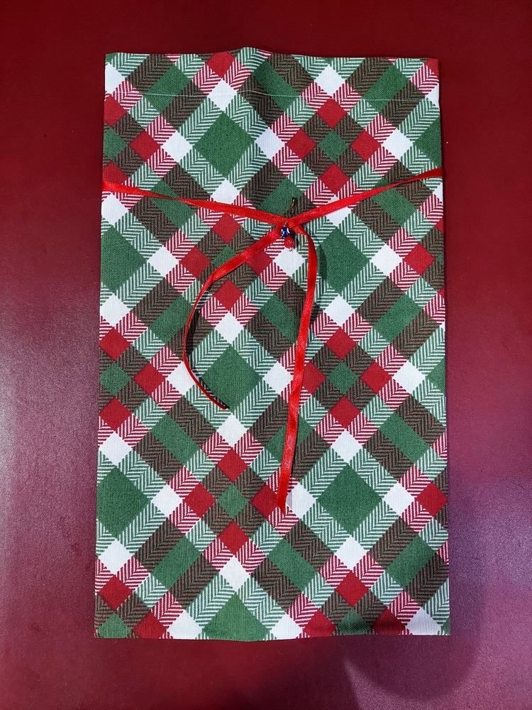 A01GUBGR Gabardin Kumaş Nazar Boncuklu Bez Kese Bağ Detaylı El Yapım 40x23cm 1 Adet
