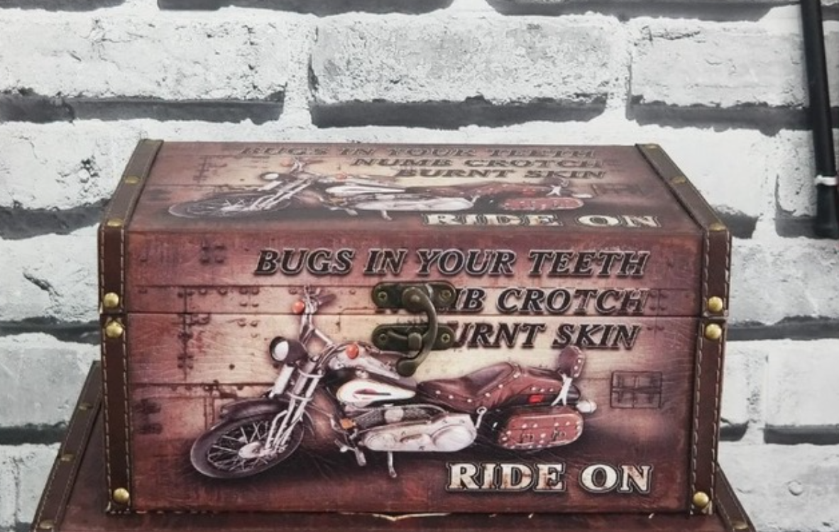 KGP-2990 Giftpoint Ahşap Kutu Motorcycle Ofis Hobi Hediyelik Depolama Sandık Küçük