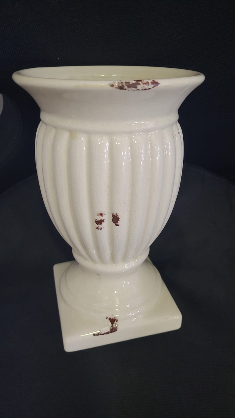 81179WH 22cm boy 11cm taban 14cm dış çap 1 adet seramik eskitme vintage saksı vazo