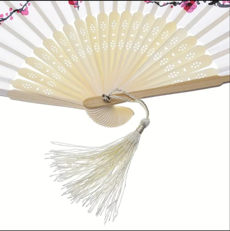 PC1457388 1 adet Vintage Bambu Katlanır Fan ile Kiraz Çiçeği Tasarımı - Düğünler