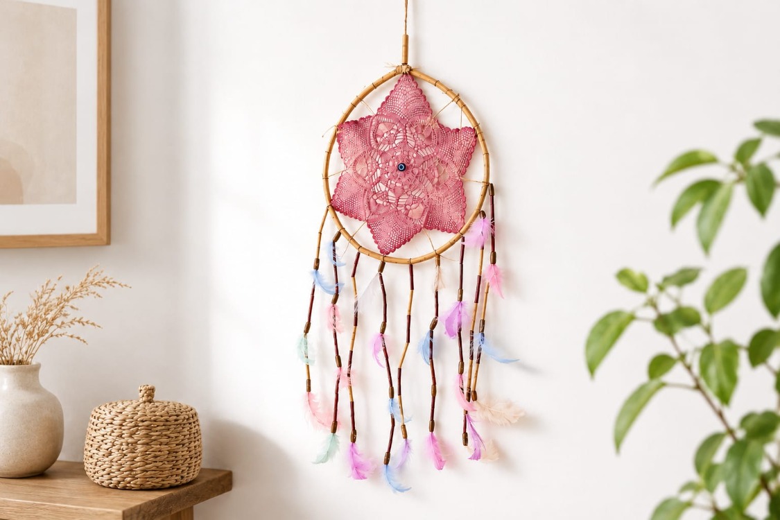 DREAMYILDIZPEMBE AP 25 CM dream catcher YILDIZ PEMBE 1ADET