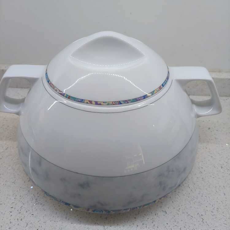 ESCH-26TNS Eschenbach Bavaria Germany 26 cm Kapaklı Porselen Tencere | Mermer Desenli Bavarian